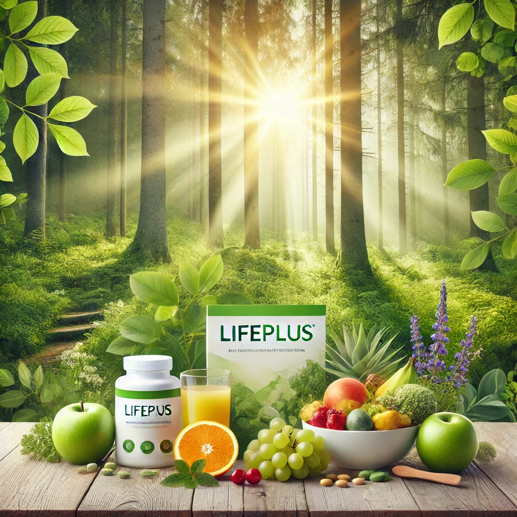 DALL·E 2024-12-09 17.23.06 - A serene and uplifting image representing wellness and vitality, featuring a lush green forest with sunlight streaming through the trees, a table with